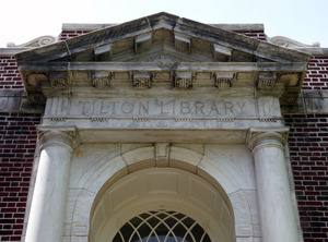Tilton Library: detail of front entrance