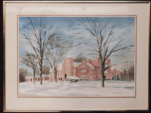 Painting of Judd Gymnasium in Winter (c. 1976)