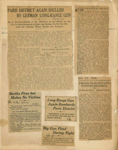 Articles on "Big Bertha" shelling of Paris (1918)