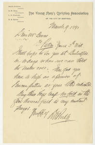 Letter from D. A. Budge to Jacob T. Bowne (March 9, 1891)