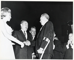 Joan Kennedy, Vice President Hubert Humphrey, Massachusetts Attorney General Edward McCormack, Mayor John F. Collins, and Massachusetts State Treasurer Robert Crane