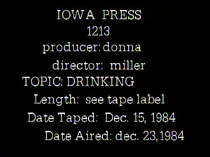 Iowa Press; Drinking In Ia