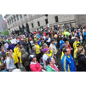 Crowd waits at One Run finish line on Boylston Street