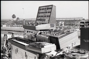 Hollywood Speedway Rock Festival: mixing board and tape recorder for concert