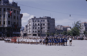 Schoolgirls at national celebration in Skopje