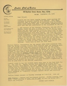 Circular letter from Center Club of Boston