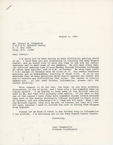 Letter from Judi Chamberlin to Cheryl A. Carpenter