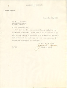 Letter from James A. Quinn to S. A. Sullivan