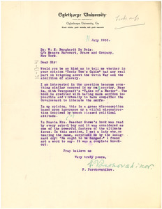Letter from P. Porohovshikov to W. E. B. Du Bois