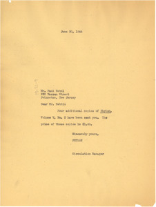 Letter from W. E. B. Du Bois to Paul Nettl