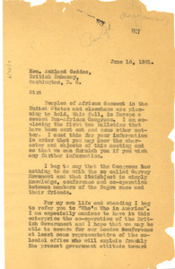 Letter from W. E. B. Du Bois to British Embassy, Washington D.C.