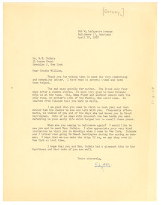Letter from Edythe Dorsey to W. E. B. Du Bois