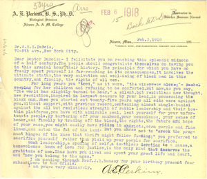 Letter from A. E. Perkins to W. E. B. Du Bois
