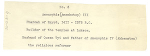 Amenophis (Amenhotep) III notecard