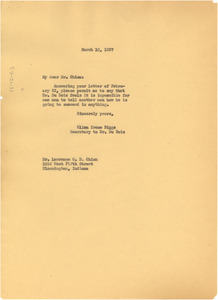 Letter from Ellen Irene Diggs to Lawrence O. Donald Chism