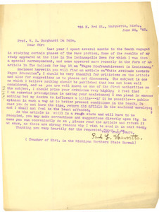 Letter from Paul L. Haworth to W. E. B. Du Bois