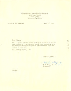 Circular letter from Montgomery Improvement Association to W. E. B. Du Bois