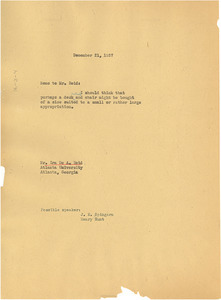 Letter from W. E. B. Du Bois to Ira De A. Reid