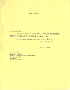 Letter from W. E. B. Du Bois to African Academy of Arts and Research