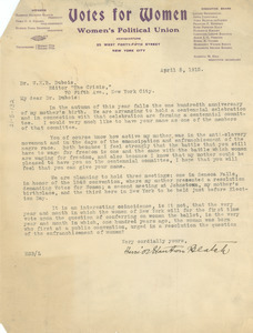 Letter from Harriot Stanton Black to W. E. B. Du Bois