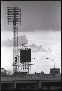 Views of Boston: light towers from Storrow Drive (Fenway Park?)