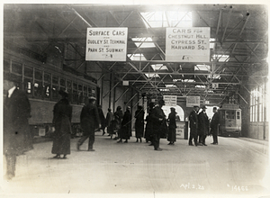 Interior of Massachusetts Station which extended from Boylston Street to Newbury Street, directly above subway station