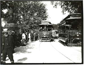 Subway cars at Public Garden entrance on opening day
