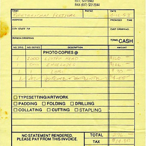 Invoice from The Print House to Puerto Rican Festival of Massachusetts, Inc. dated April 16, 1993