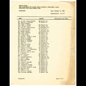 Attendance list for Area 9 meeting held January 21, 1964