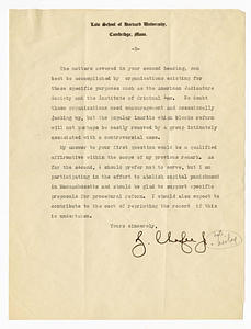 Letter from Zechariah Chafee, Jr. to Mary Lena Wilson, November 5, 1927