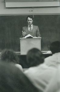 Suffolk University Professor Stephen C. Hicks (Law) lecturing in classroom