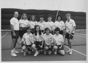 Suffolk University women's tennis team portrait, 1991