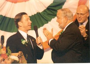 John Joseph Moakley and Stephen Lynch at Saint Patrick's Day Breakfast in South Boston, Mass., March 1998