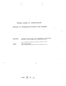 Federal Bureau of Investigation Freedom of Information/Privacy Release regarding Jesuit murders, Part 3 of 3, circa 1995