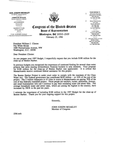 Letter from John Joseph Moakley to President Bill Clinton, 25 February 1996