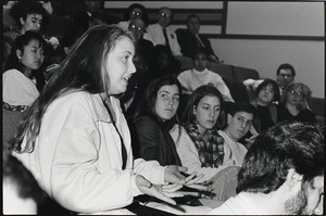 Jennifer Berryman '96 at town meeting