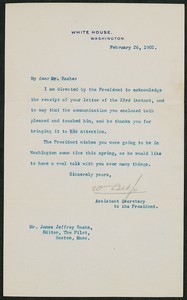 Letter, February 26, 1902, Theodore Roosevelt to James Jeffrey Roche