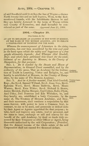 1804 Chap. 0010 An Act To Establish An Academy In The Town Of Monson, By The Name Of The Monson Academy, And To Create A Corporation Of Trustees For The Same.