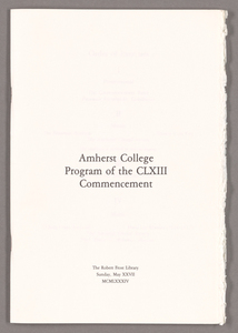 Amherst College Commencement program, 1984 May 27