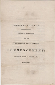 Amherst College Commencement program, 1841 July 22