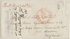 Charles H. Hitchcock envelope to William A. Stearns, 1865 December