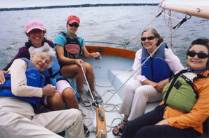 Sailing on Duxbury Bay in a 15' cat boat