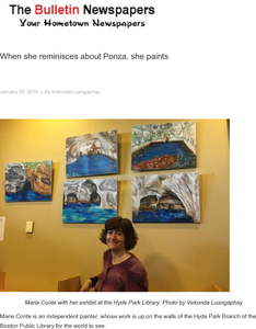 Maria Conte's art exhibit at the Hyde Park library