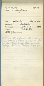 Tewksbury Almshouse Intake Record: Cain, John