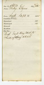Tewksbury Almshouse Intake Record: Glynn, Mary