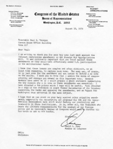 Letter to Paul E. Tsongas from David R. Obey