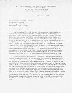 Letter to Donald H. Rumsfeld on National Federation of Federal Employees letterhead
