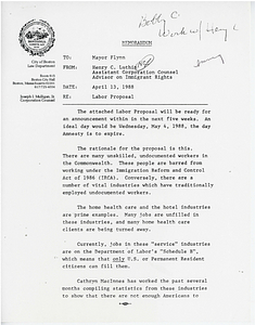 Memorandum from Henry C. Luthin to Mayor Raymond L. Flynn