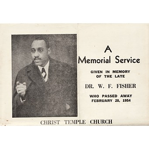 A memorial card for Reverend Dr. Wm. Frederick Fisher
