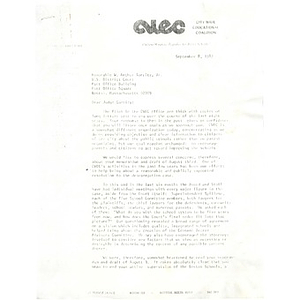 Letter, Judge W. Arthur Garrity, September 8, 1982.